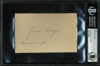 Grace Coolidge " December 3,  1932 " Signed 3.  5x5.  5 Cut Signature Bas Slabbed