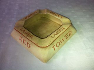 Red Tower Lager Beer Antique Ceramic Ashtray 1910s Jackson Ancoats England Rare