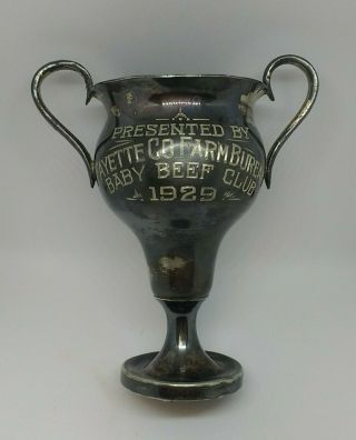 Vint 1929 Metal Fayette County Iowa Baby Beef Club Award Trophy Cup Farm Bureau