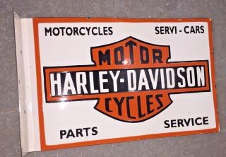 Porcelain Harley Davidson Sign Size 19.  5 " X 13 " Inches Double Sided With Flange