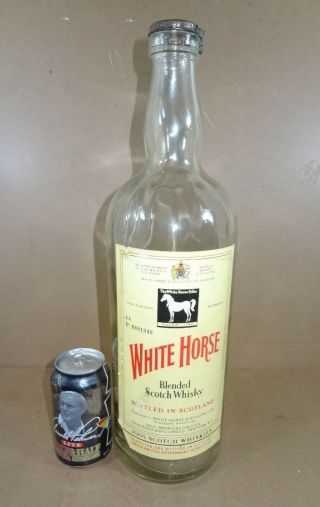 Vintage - Giant 18 " White Horse Scotch Whiskey Glass Liquor Bottle - 1 Gallon