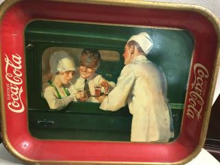 Authentic 1927 Coca Cola Advertising Serving Tray Curb Service Coke
