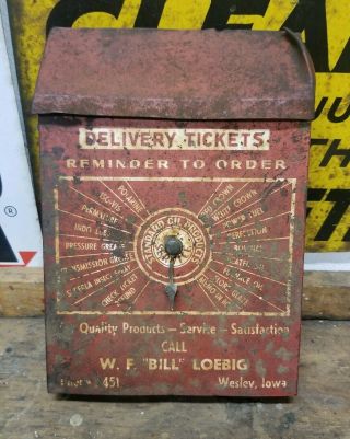 Vintage Standard Oil Advertising Delivery Tickets Metal Box - Wesley Iowa