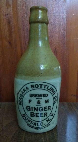 Rare Ny - 27 Niagara Bottling Co.  Ginger Beer Buffalo Ny Antique Pottery Stoneware