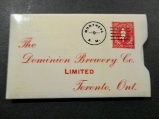 Dominion Brewery Celluloid Advertising Stamp Holder White Label Ale Toronto Ont
