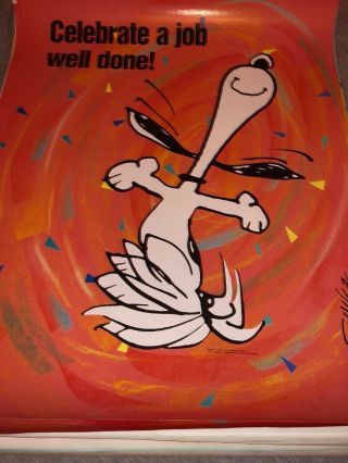 Peanuts Snoopy Rare Poster Celebrate 17x22 Happy Snoopy Dance