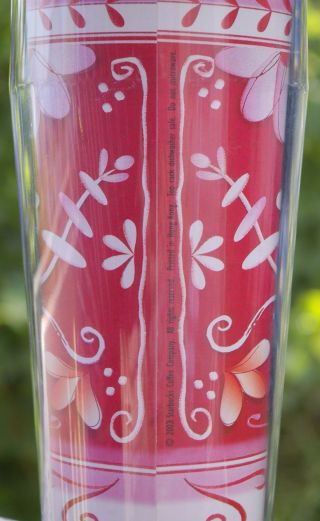 Starbucks Coffee Company 2002 / 2003 Red 16oz Travel Tumbler Cup Flowers Floral 5