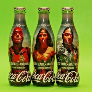 2017 Coca Cola Turkey Empty Glass Turkish Bottle Justice League Light Set Flash
