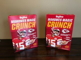 2 Boxes Patrick Mahomes Cereal Hy - Vee Mahomes Magic Crunch Kansas City Chiefs