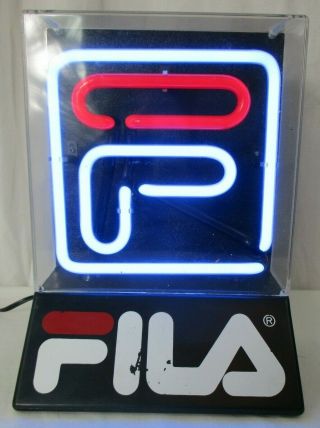 Rare Fila Shoes Neon Store Counter Top Display Sign 11 " Tall Wow