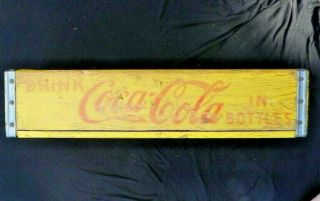 Vintage 1960 ' s Yellow & Red Coca - Cola Wooden Crate 2