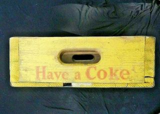 Vintage 1960 ' s Yellow & Red Coca - Cola Wooden Crate 3
