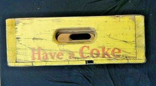 Vintage 1960 ' s Yellow & Red Coca - Cola Wooden Crate 4