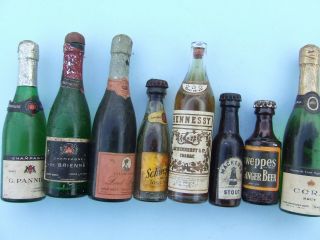 8 Miniature Bottles Advertising Incl Scheppes Ginger Beer Tonic And Champagne