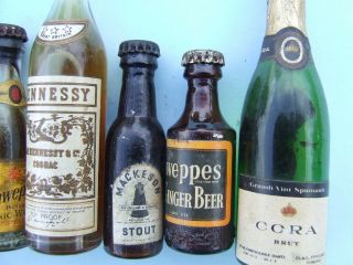 8 Miniature Bottles Advertising Incl Scheppes Ginger Beer Tonic and Champagne 3