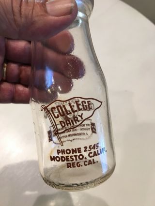 Vintage Modesto California War Slogan Milk Bottle