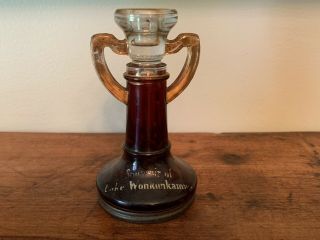 Candlestick With Handles Or Trophy Glass Candy Container Rare