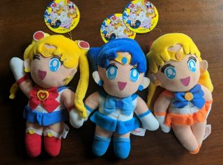 1994 Set Of 3 Sailor Moon S Banpresto Ufo Catcher 10 " Plush Dolls Mercury Venus