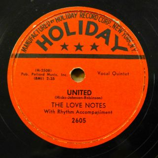 The Love Notes Doo - Wop 78 United B/w Tonight On Holiday Lbl In Vg,  Cond.  Rj 229