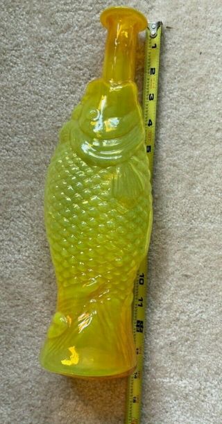 Vintage Italian Yellow Glass Fish Shaped Bottle Antinori Decanter