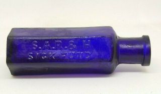 Antique Cobalt Blue Poison Bottle Hex 1oz South Africa Sar & H Very Rare