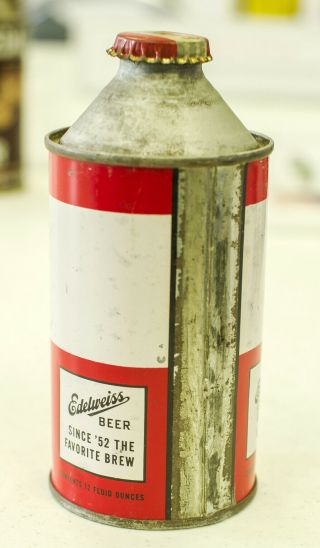 Edelweiss Light Beer 12oz cone top can w/ cap 2