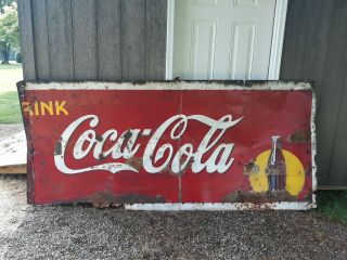 Rare Large Authentic 1930s Drink Coca Cola Sign Ask For Quote