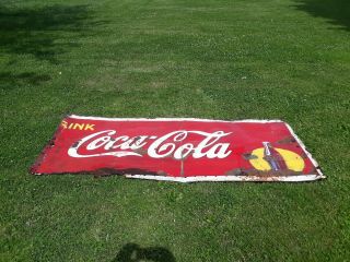 Rare Large Authentic 1930s Drink Coca Cola Sign Ask for Quote 2