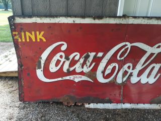 Rare Large Authentic 1930s Drink Coca Cola Sign Ask for Quote 3