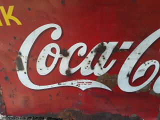Rare Large Authentic 1930s Drink Coca Cola Sign Ask for Quote 7