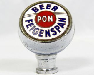 Vintage Feigenspan P.  O.  N.  Beer Ball Tap Knob Handle Enamel & Chrome Newark Nj
