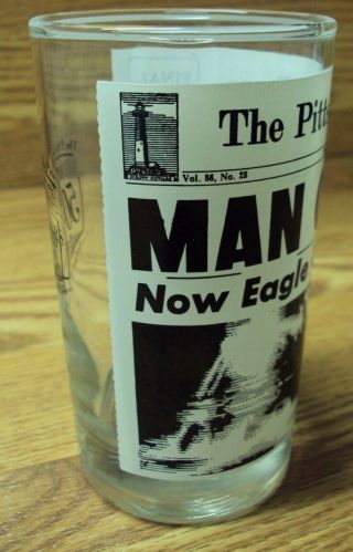 Vtg LIBBEY Pittsburgh Press MAN ON MOON Drinking Glass Tumbler 50th Anniversary 2
