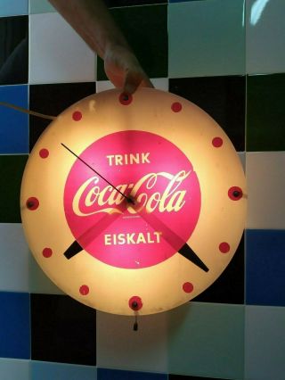 Coca Cola Clock Sign Germany 60s Rare W Light