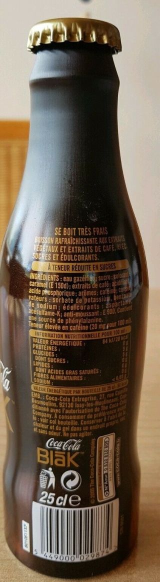 coca cola alu bottles from france.  Blak coca cola.  Full bottle 3
