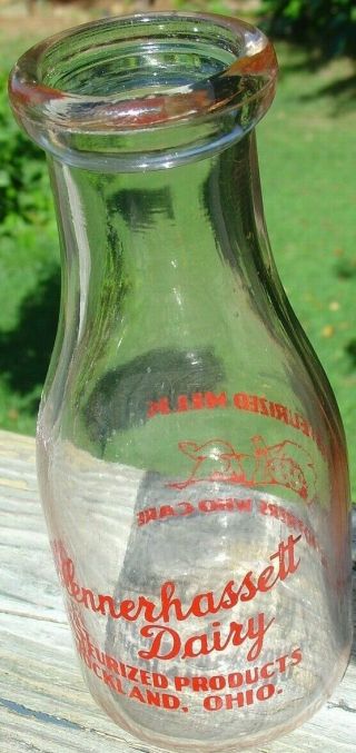 Vintage Pint Milk Bottle Blennerhassett Dairy Rockland Ohio Oh Baby Drinking