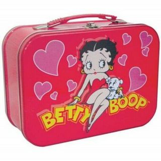 Betty Boop And Pudgy Pink With Hearts Tin Tote Lunchbox