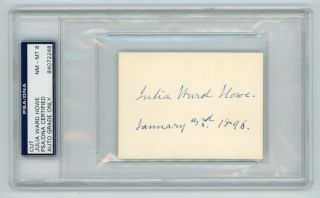 Julia Ward Howe Autographed Card Poet Battle Hymn Of The Republic Psa/dna 8