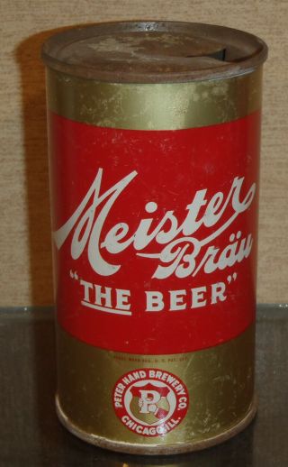 1930s Meister Brau Oi Irtp Beer Flat Top Beer Can Chicago Ill Keglined Churchkey