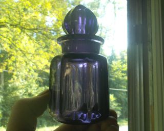Amethyst Purple Glass 8 Sided Cosmetic Bottle With Stopper 1890s