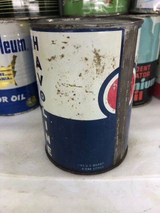 Vintage Quart Havoline Indian Refining Insulated Motor Oil Can 3