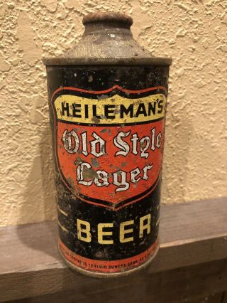 Old Style Lager Heileman Wisconsin Cone Top Beer Can 12oz Empty C 1938