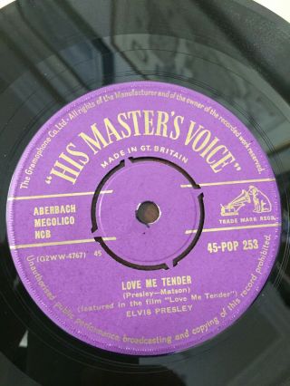 LOVE ME TENDER - ELVIS PRESLEY HMV 45 POP 253 GOLD LABEL 2