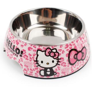 Cute Stainless Steel Hello Kitty Dog Cat Pet Food Bowl Water Dish Feeder Bowl M