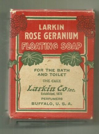 Larkin Soap Co. ,  Buffalo,  N.  Y. ,  " Larkin Rose Geranium Floating Soap ",  Box & Soap