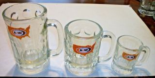 Vintage A&w Root Beer Glasses Mugs - 3 Piece Set - 3 Different Papa,  Mama & Baby