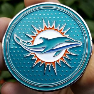 Premium Nfl Miami Dolphins Poker Card Guard Chip Protector Golf Marker Coin