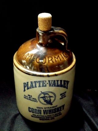 Vintage Mccormick Platte Valley Straight Corn Whiskey Jug 1970 