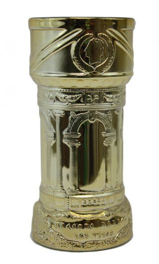 Vintage Rare Caesars Palace Las Vegas Luminarc Glass Gold Drinking Pillar Goblet