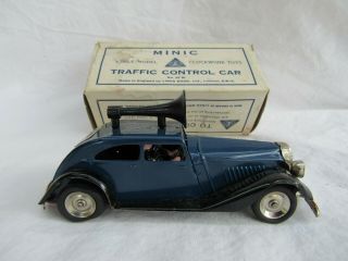 Vtg Tri - Ang Minic Wind - Up 29m Traffic Control Car With Box