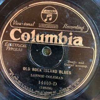 Columbia 14440d Lonnie Coleman Old Rock Island Blues 1929 78 Rpm V,  A - 1 Both